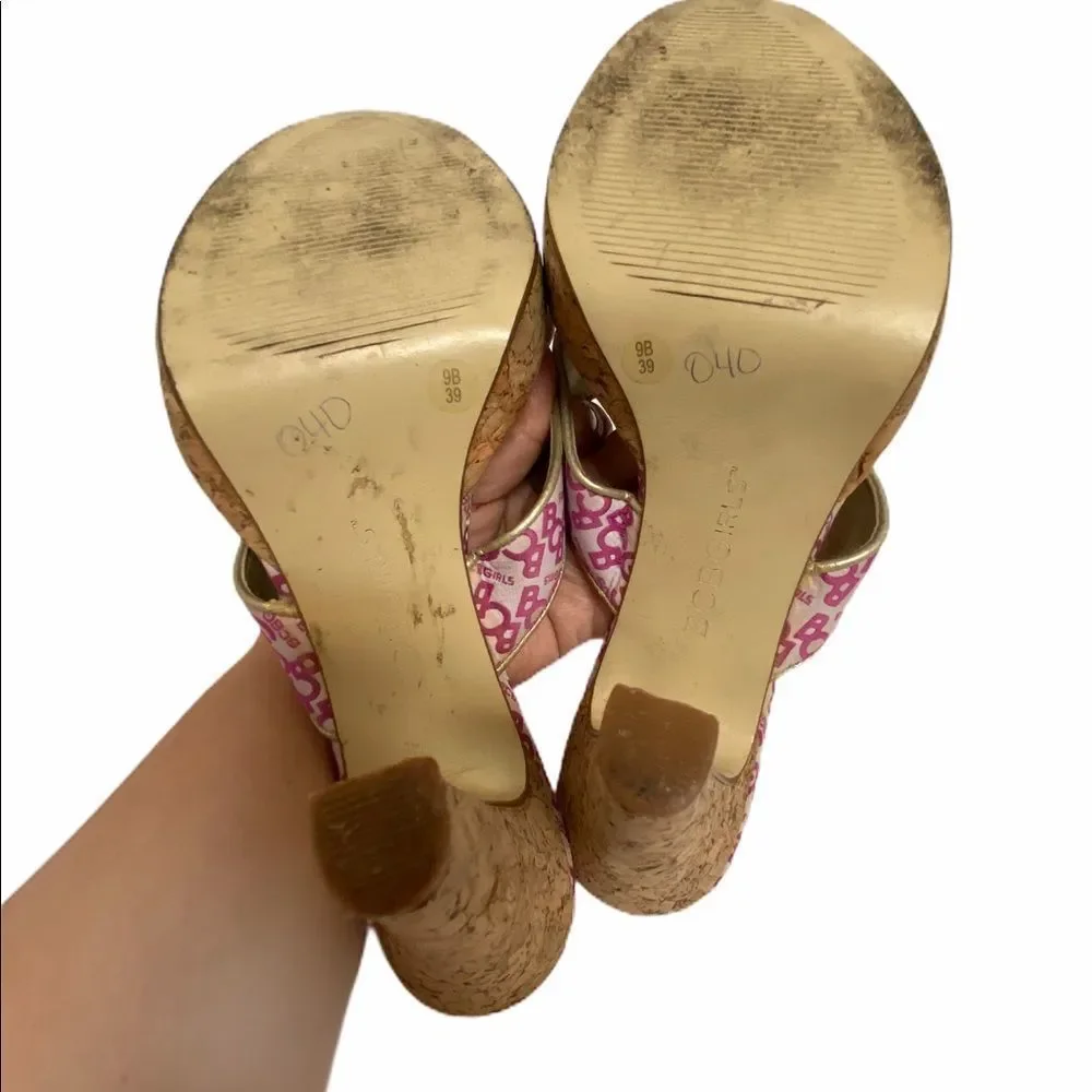 Vintage‎ y2k BCBGIRLS Pink High Heels Cork Sandal 9B Babiecore